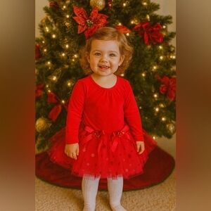 Bonnie Jean Bonnie Baby Red Velour Tutu Sparkle Holiday Dress 18 months